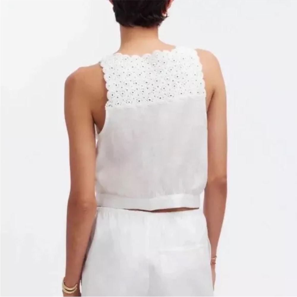 Madewell White Lilah Embroidered Sleeveless V-Neck Blouse 14 NWT - Picture 2 of 5